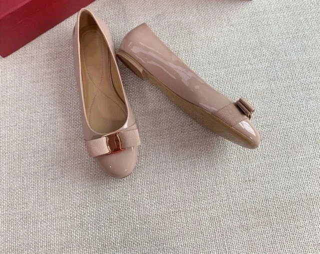 Top Quality Handmade Women's Shoes 100% Real Leather Heels Shoes Women Hot Selling Classic Brand Flats Shoes Bow Shoes Size34-42
