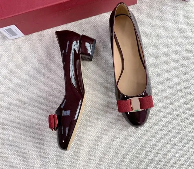 Top Quality Handmade Women's Shoes 100% Real Leather Heels Shoes Women Hot Selling Classic Brand Flats Shoes Bow Shoes Size34-42