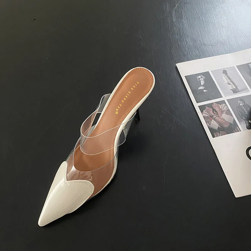 Transparent Love Face Color-blocking Stiletto Heel High Heels