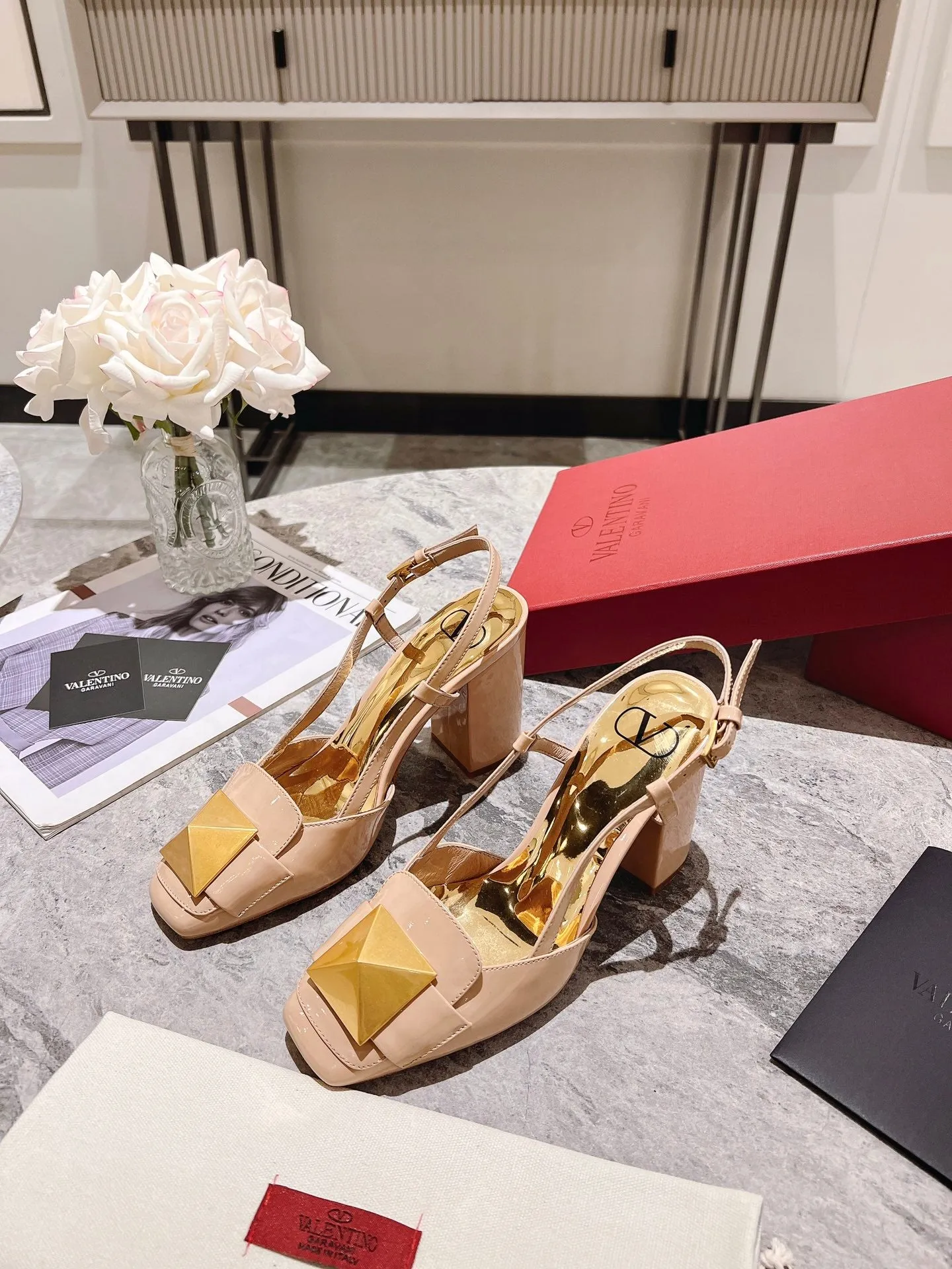 Valentino 25 Slingback High Heels Patent Leather