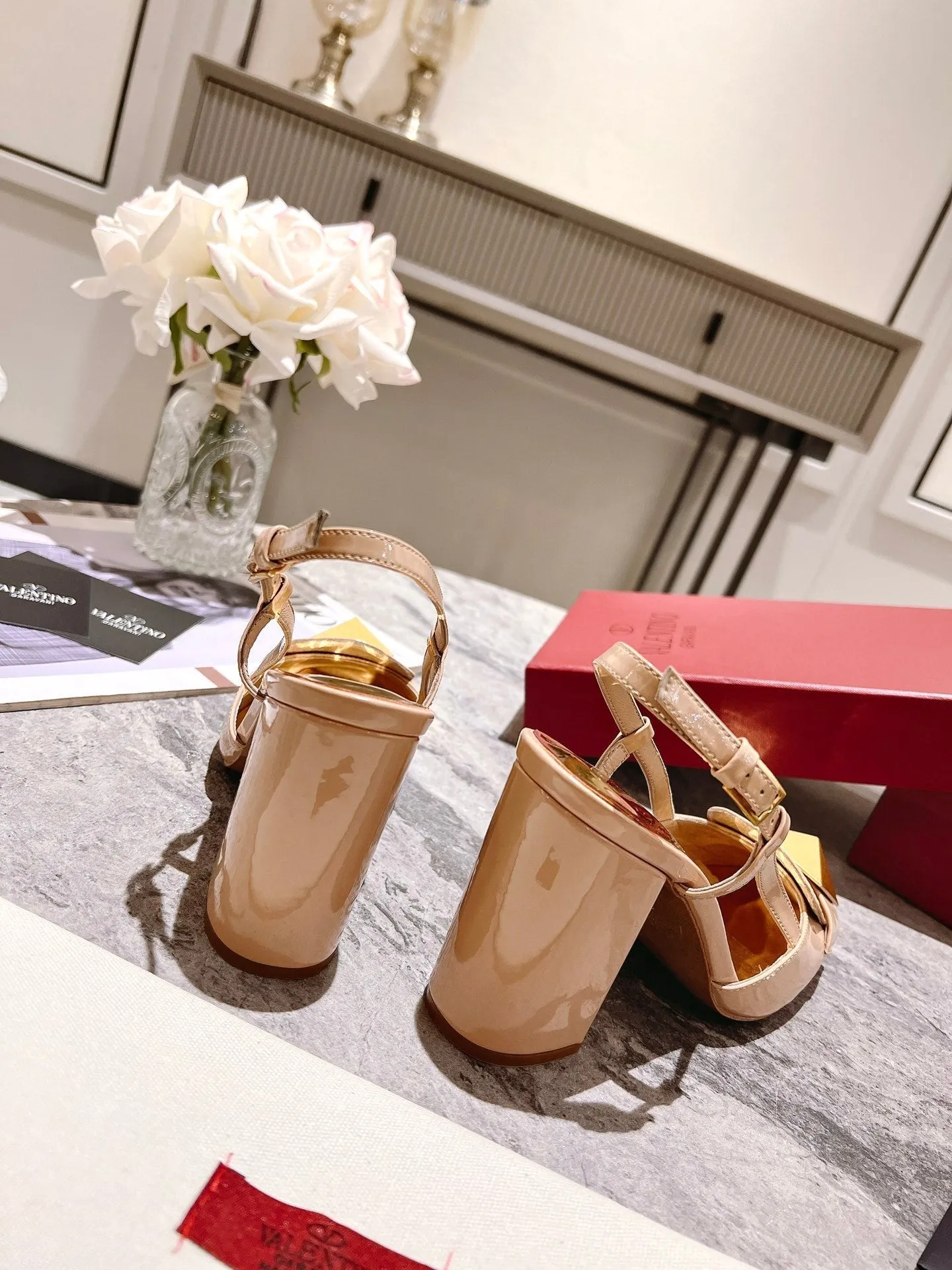 Valentino 25 Slingback High Heels Patent Leather