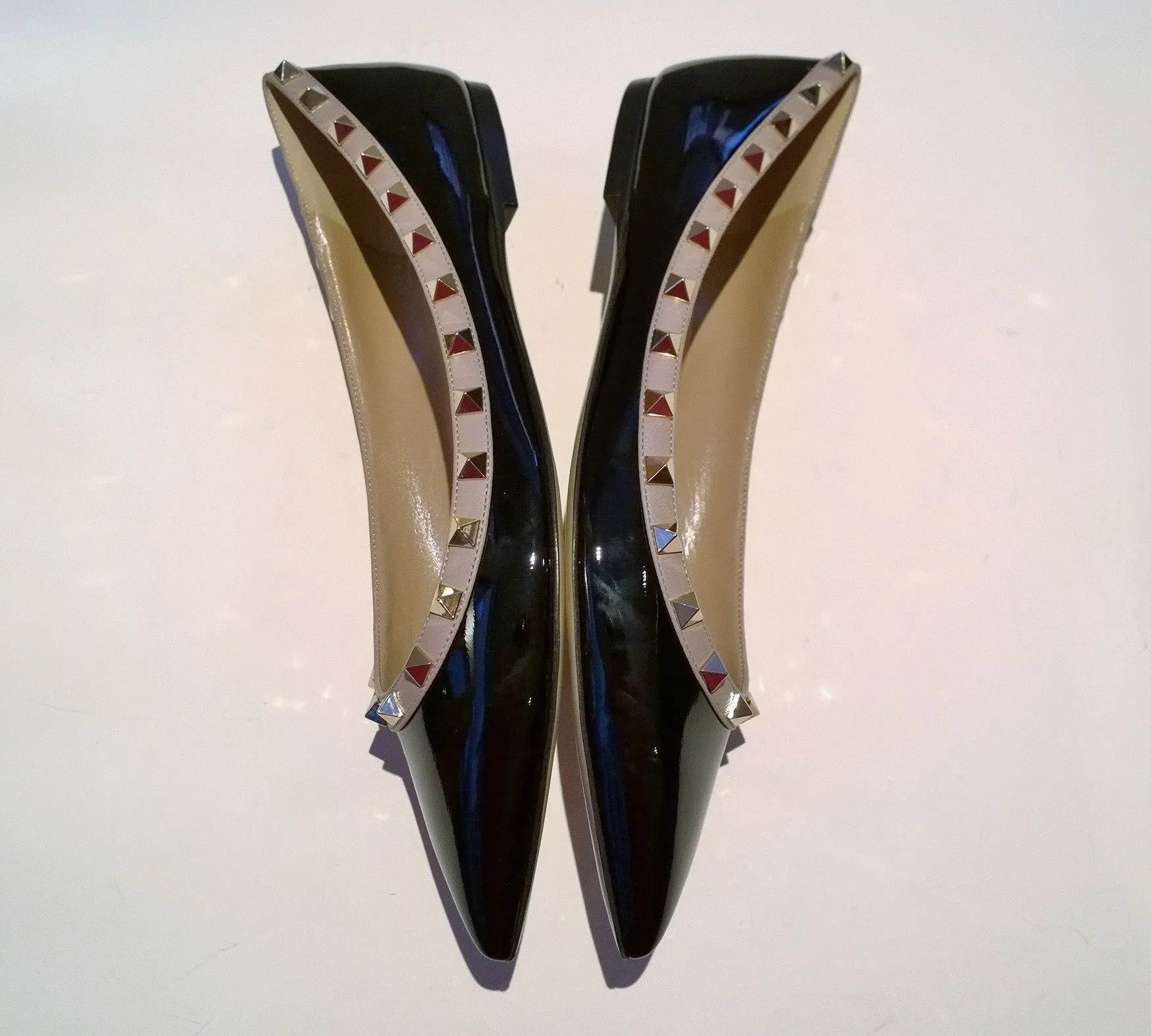 Valentino Garavani Rockstud Black Patent Leather Flats