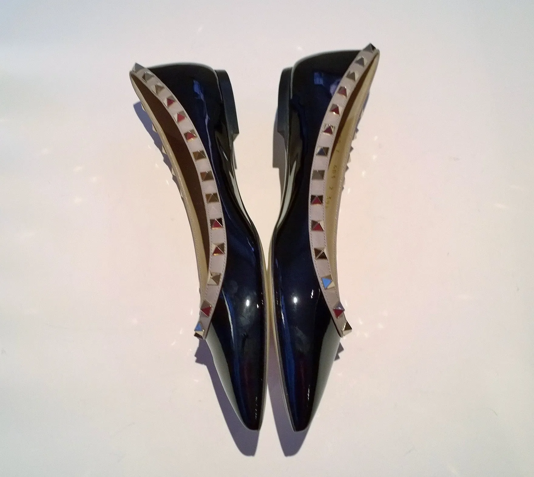 Valentino Garavani Rockstud Black Patent Leather Flats