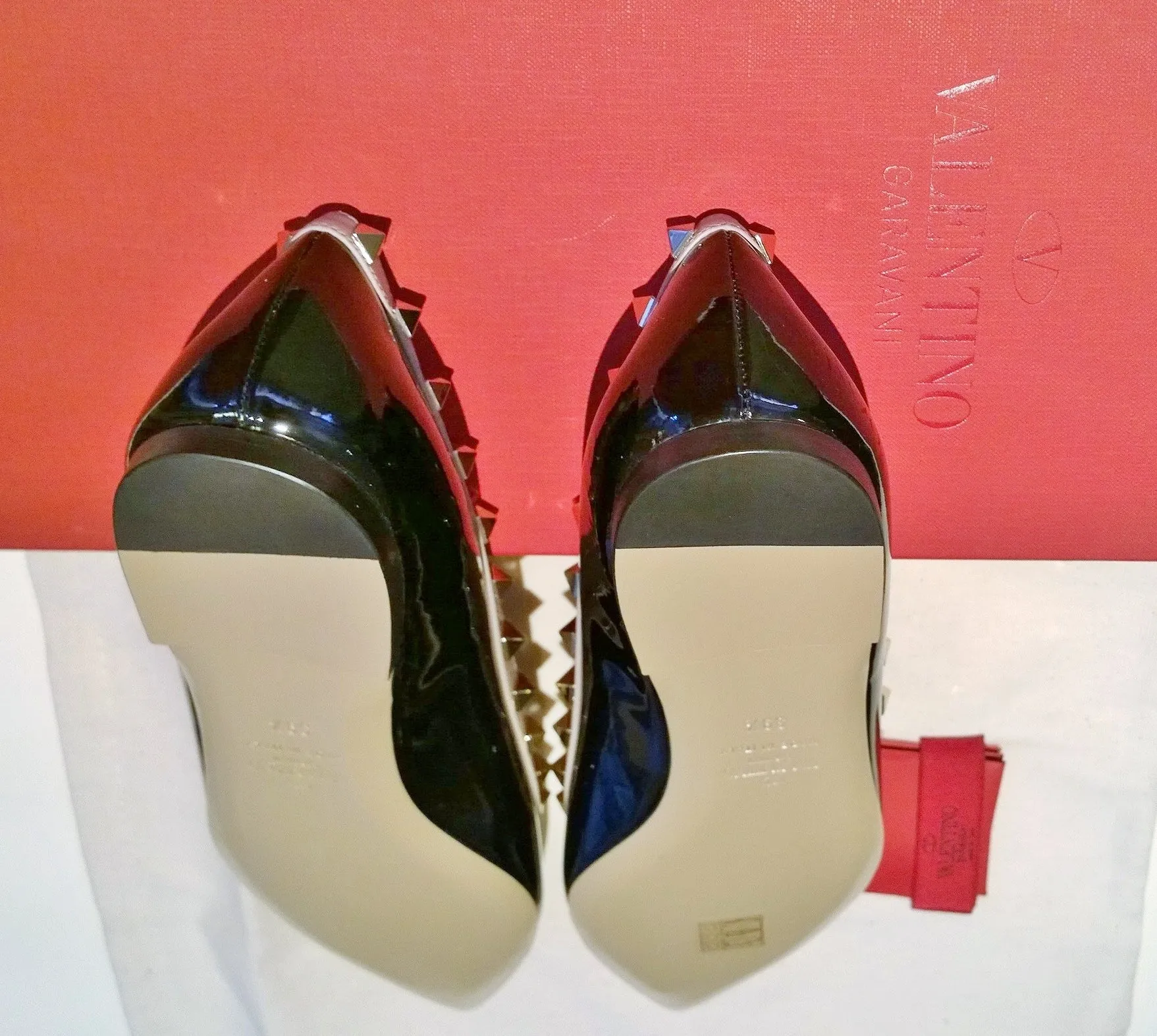 Valentino Garavani Rockstud Black Patent Leather Flats