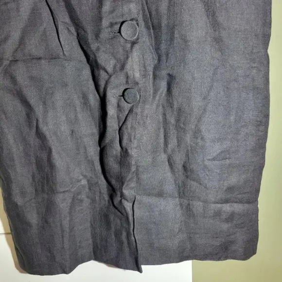 vintage dream girls button front midi linen straight pencil skirt black medium