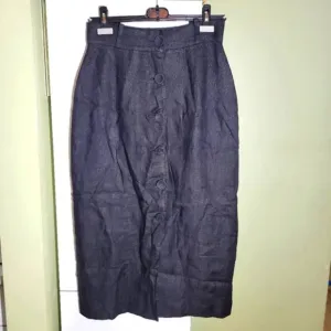 vintage dream girls button front midi linen straight pencil skirt black medium