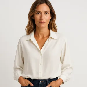 White Button-Down Blouse | Classic Fit | Lightweight and Versatile