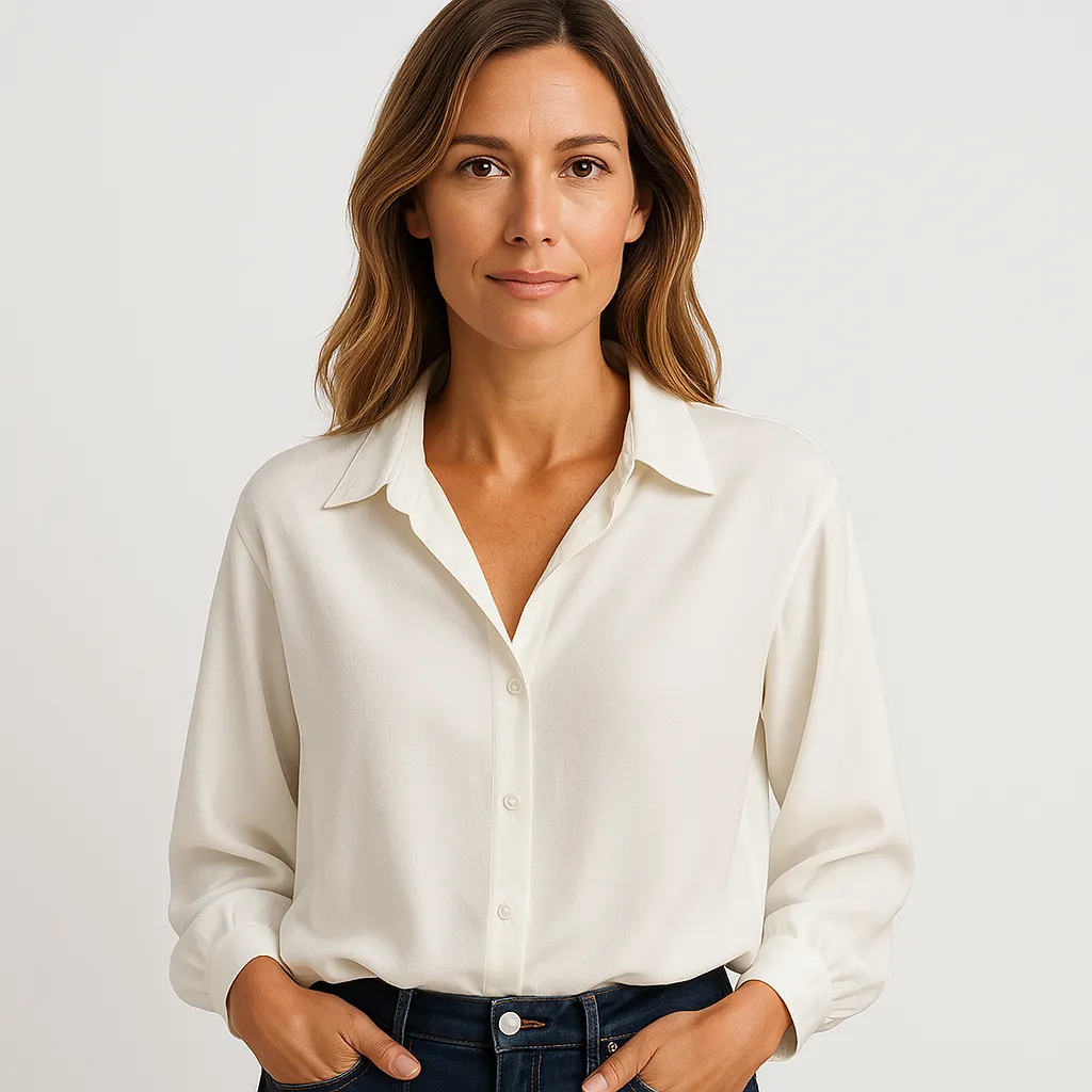 White Button-Down Blouse | Classic Fit | Lightweight and Versatile