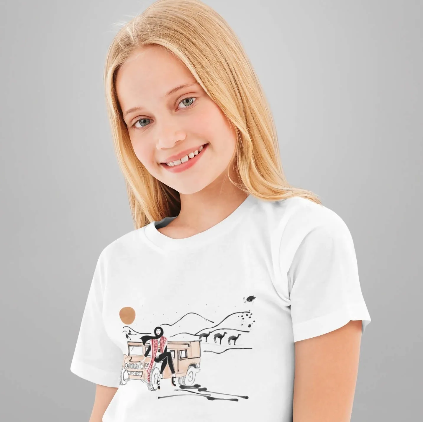 White Graphic "Desert Girl" Youth Tee