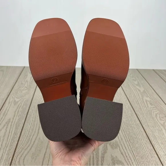 Wild Pair Women's Stellaa Platform Booties 9M Cognac Smooth Faux Leather $90