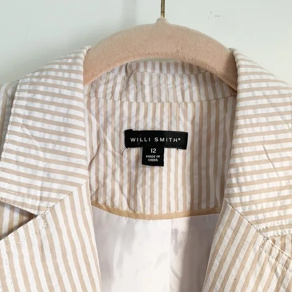 Willi Smith Seersucker Striped Blazer 12 Cotton