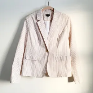 Willi Smith Seersucker Striped Blazer 12 Cotton