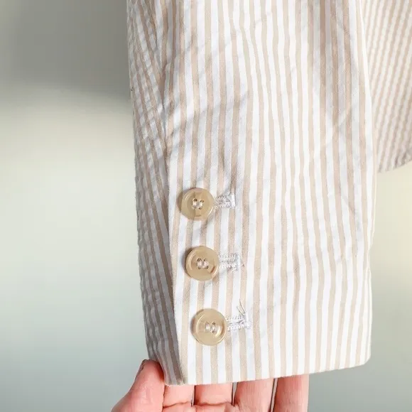 Willi Smith Seersucker Striped Blazer 12 Cotton