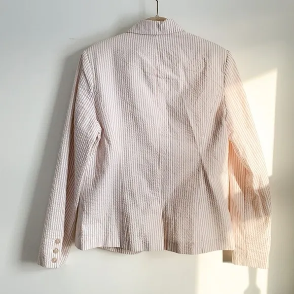 Willi Smith Seersucker Striped Blazer 12 Cotton