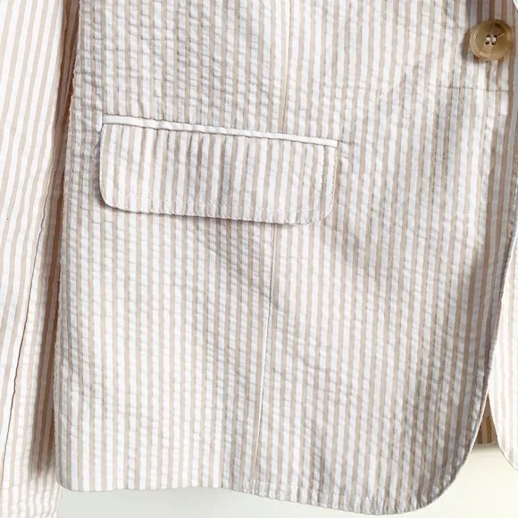 Willi Smith Seersucker Striped Blazer 12 Cotton
