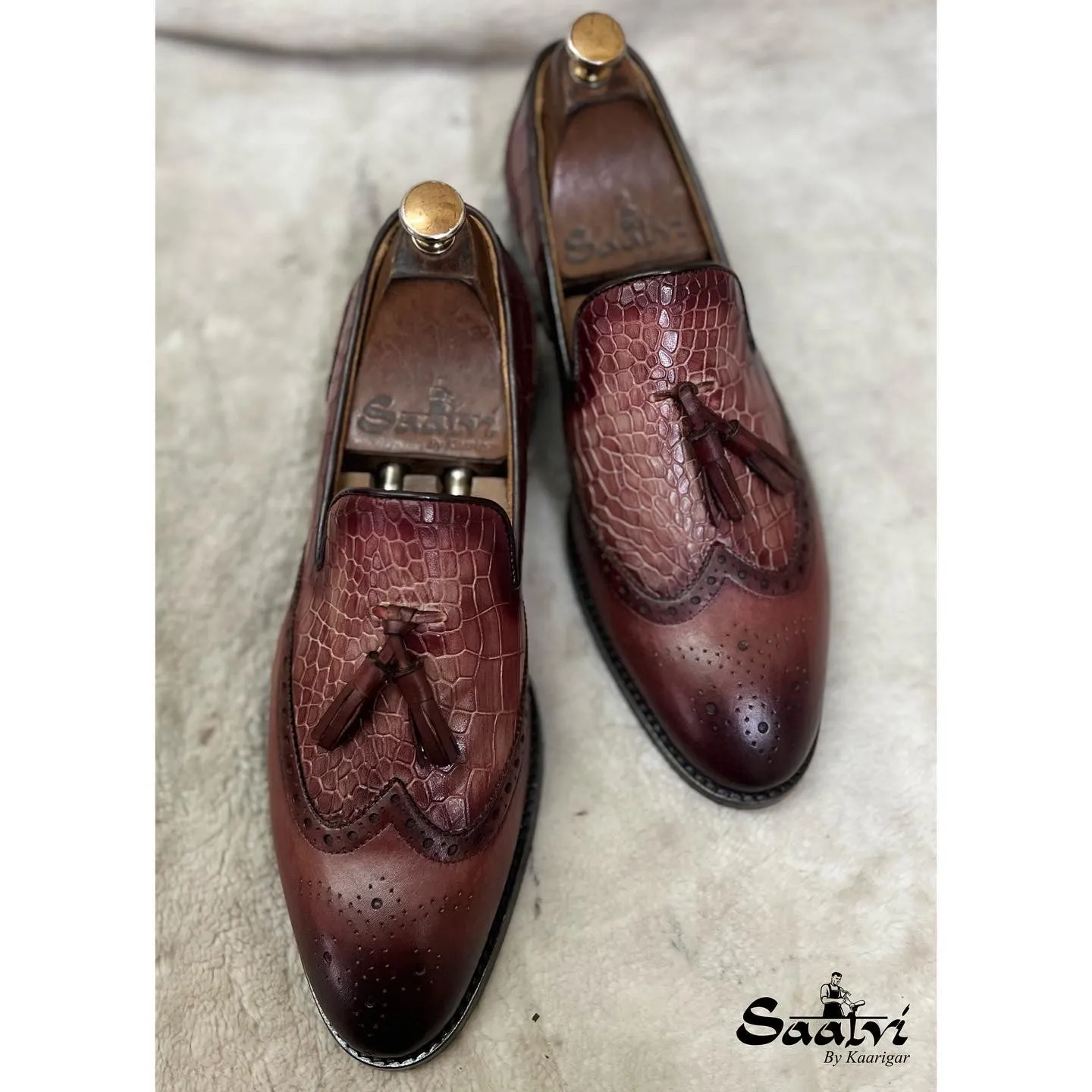 Wingcap Loafers With Tassels Hand Finished