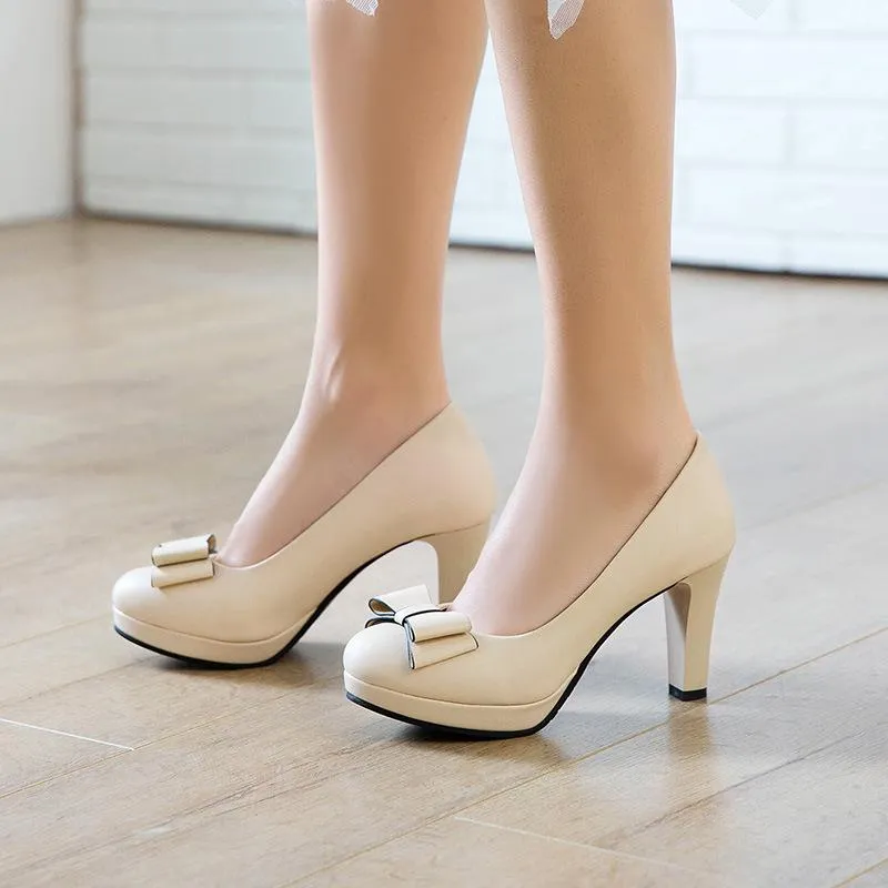 Woman Bow Tie High Heeleds Women Platform Pumps