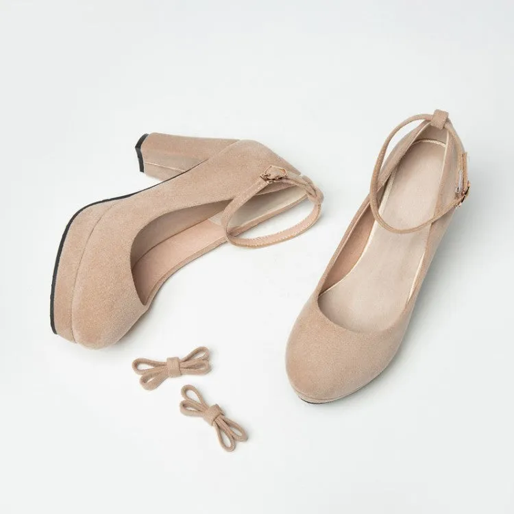 Woman Shallow-mouthed Round Head Ankle Strap Women Pumps