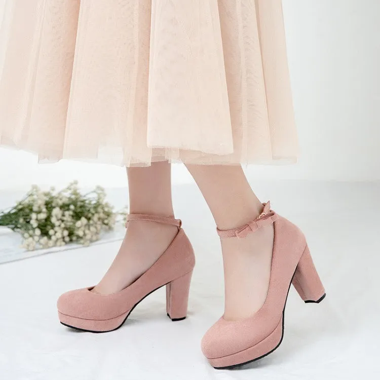 Woman Shallow-mouthed Round Head Ankle Strap Women Pumps