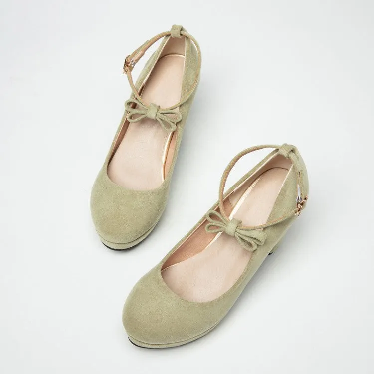 Woman Shallow-mouthed Round Head Ankle Strap Women Pumps