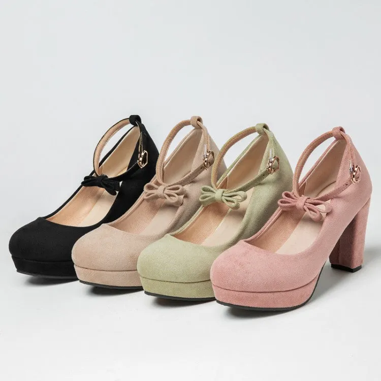 Woman Shallow-mouthed Round Head Ankle Strap Women Pumps