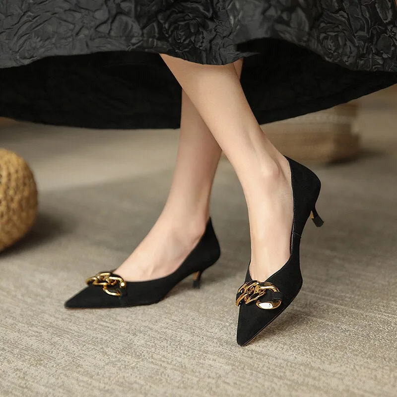 Women Pumps Sexy Metal Chain High Heels