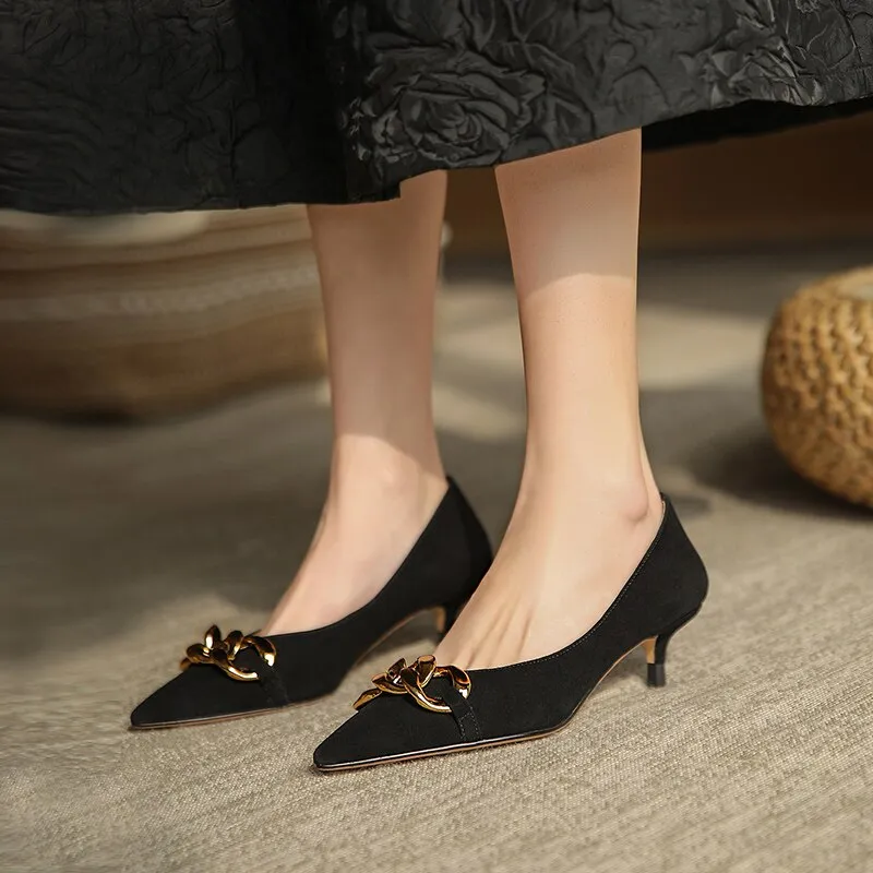 Women Pumps Sexy Metal Chain High Heels
