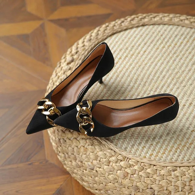Women Pumps Sexy Metal Chain High Heels
