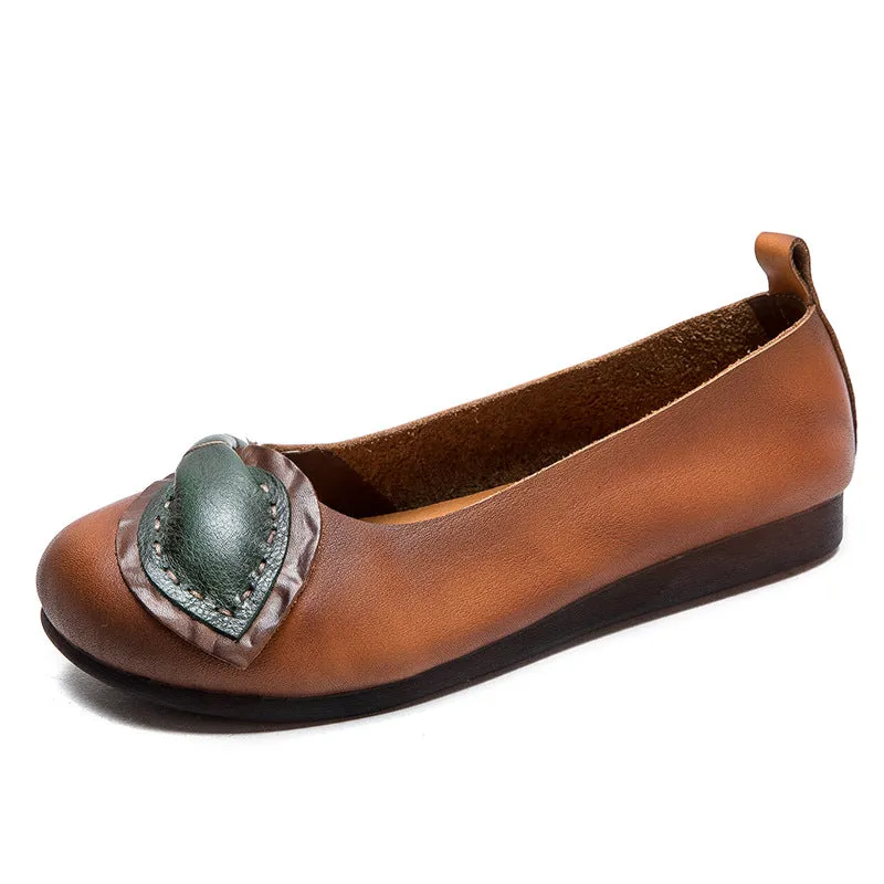 Women Retro Leather Soft Casual Flats Shoes