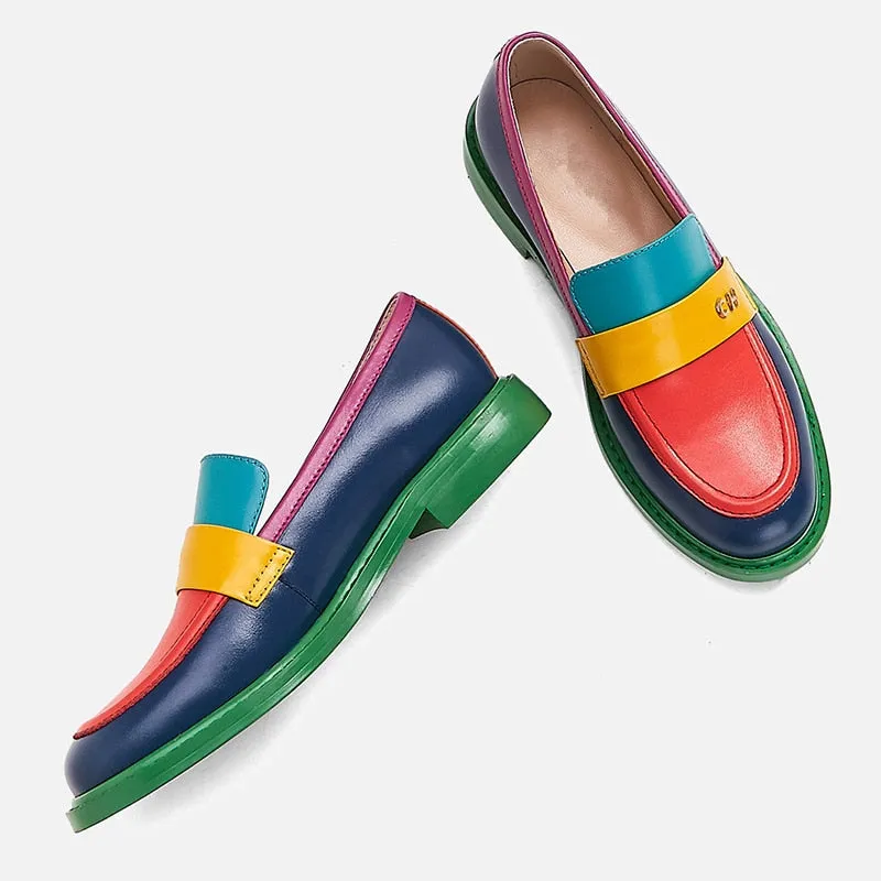 Women Round Toe Slip On Penny Loafers