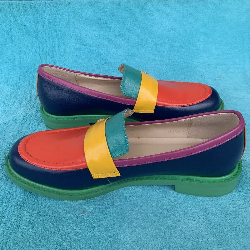 Women Round Toe Slip On Penny Loafers