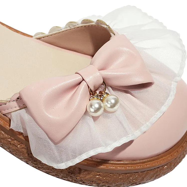 Women's  Ankle Strap Bowtie Flats Mary Jane Shoes