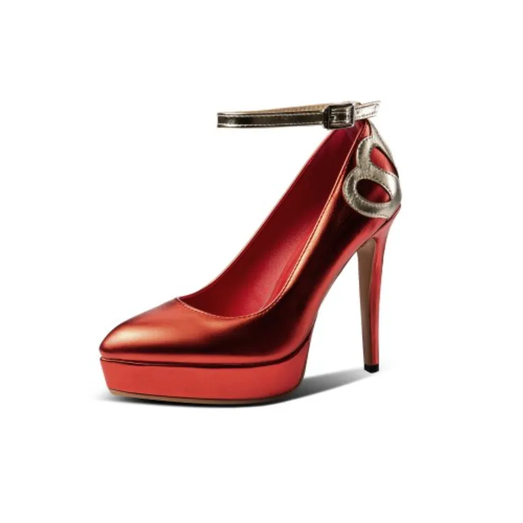 Women's Ankle Strap High Heel Platform Pumps