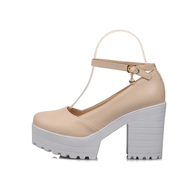 Women's Ankle Strap High Heels Platform Pumps