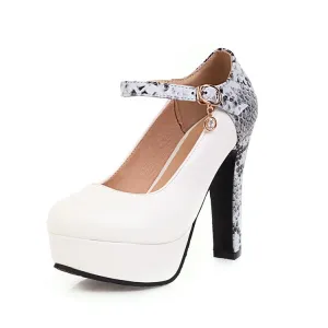 Women's Ankle Strap High Heels Platform Pumps