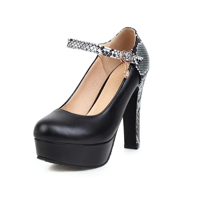 Women's Ankle Strap High Heels Platform Pumps