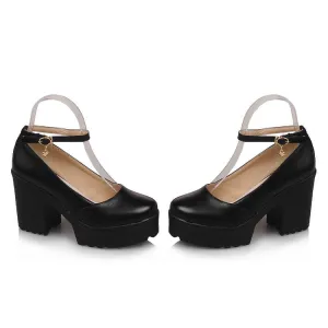 Women's Ankle Strap High Heels Platform Pumps