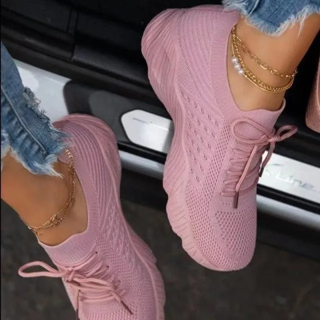 Womens Casual Sneakers Walking Shoes Ladies Mesh Sneaker Wedges