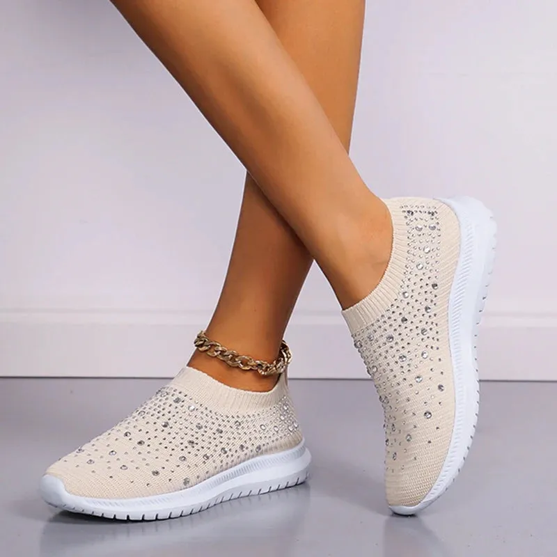 Women's Crystal Breathable Orthopedic Slip-On Walking Shoes