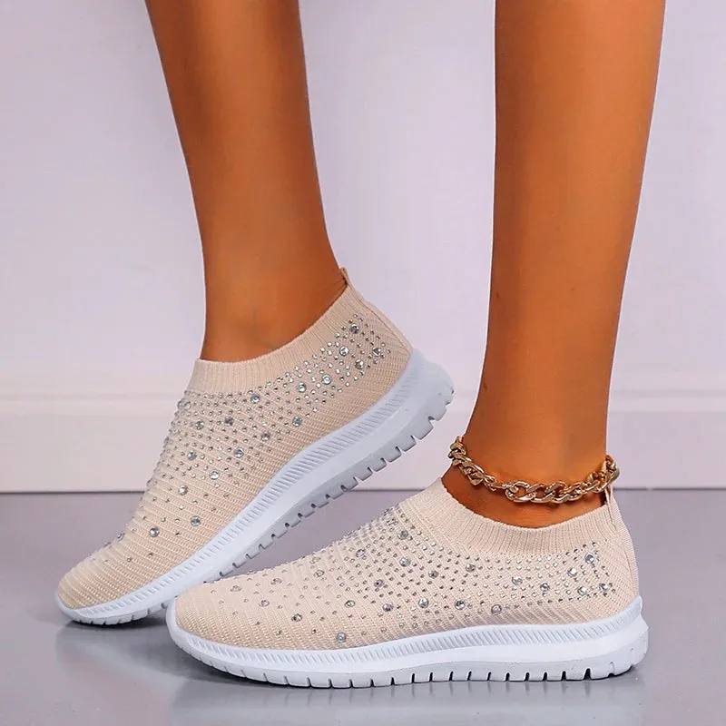 Women's Crystal Breathable Orthopedic Slip-On Walking Shoes