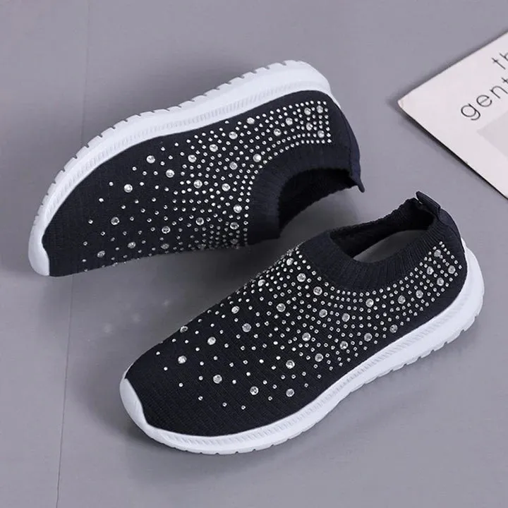 Women's Crystal Breathable Orthopedic Slip-On Walking Shoes