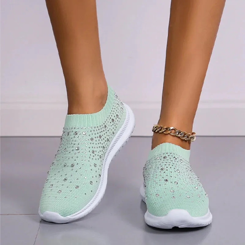 Women's Crystal Breathable Orthopedic Slip-On Walking Shoes