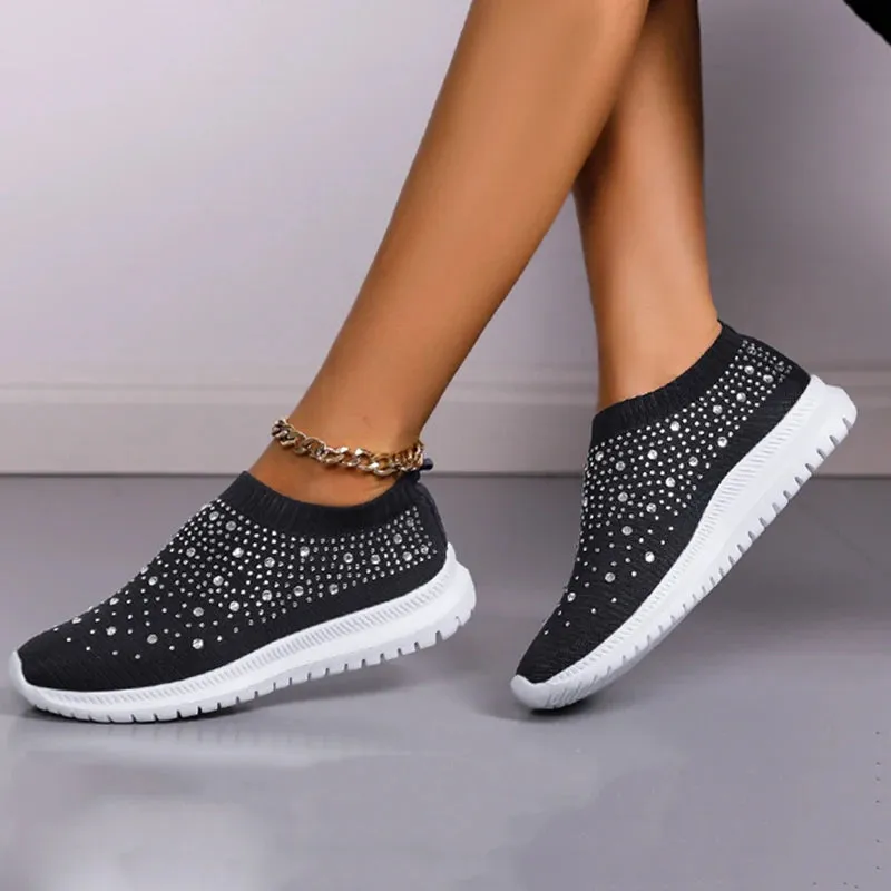Women's Crystal Breathable Orthopedic Slip-On Walking Shoes