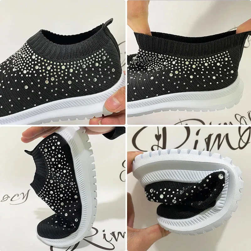 Women's Crystal Breathable Orthopedic Slip-On Walking Shoes