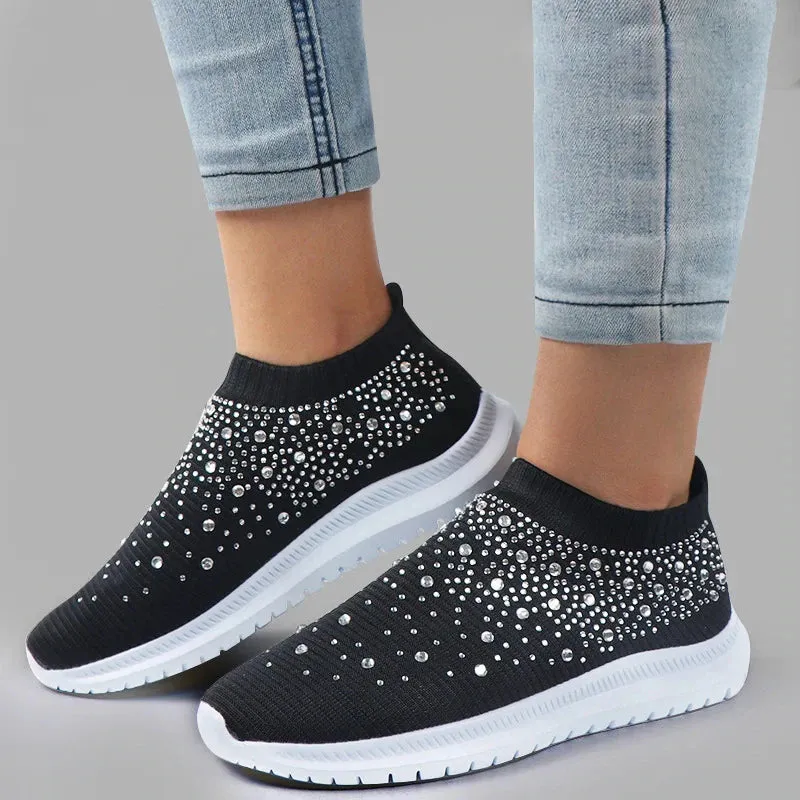 Women's Crystal Breathable Orthopedic Slip-On Walking Shoes