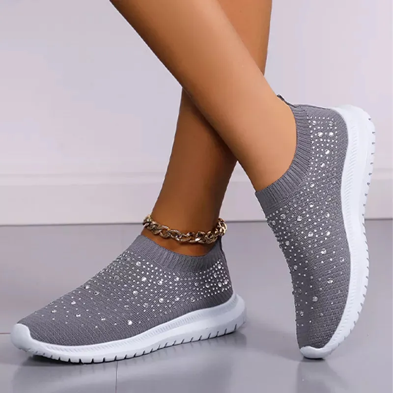 Women's Crystal Breathable Orthopedic Slip-On Walking Shoes