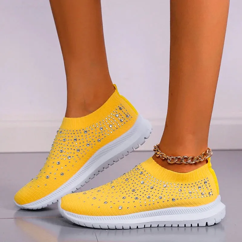 Women's Crystal Breathable Orthopedic Slip-On Walking Shoes