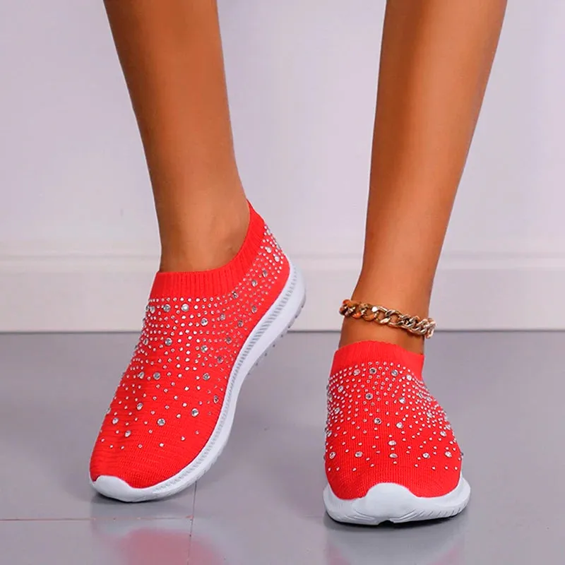 Women's Crystal Breathable Orthopedic Slip-On Walking Shoes