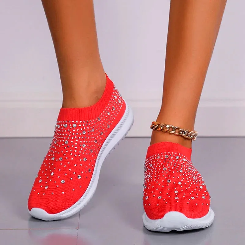 Women's Crystal Breathable Orthopedic Slip-On Walking Shoes