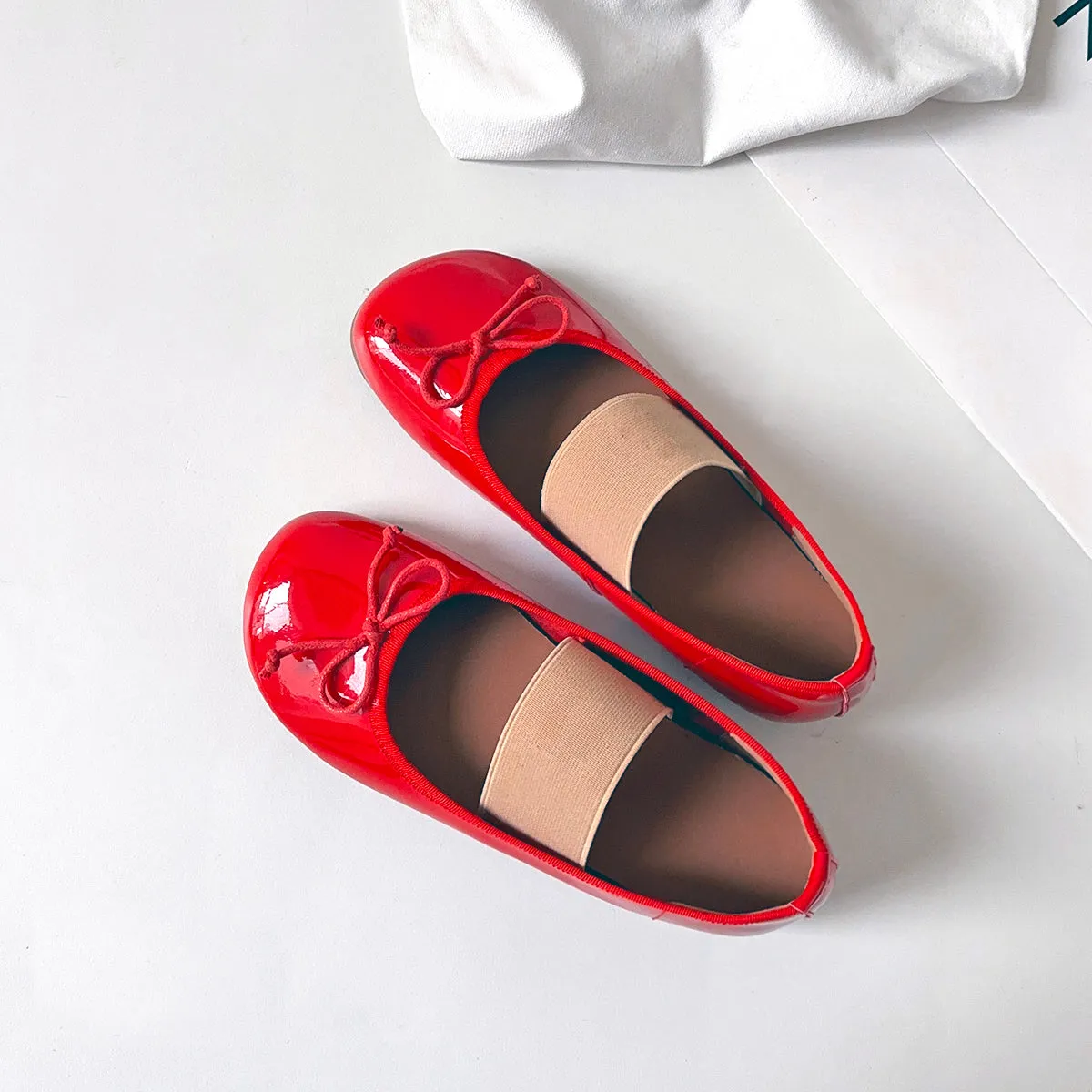 Women's Cute Sheepskin Round Toe Bow Ballet Flats